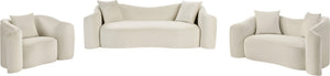 Meridian Furniture Destin Curved Velvet Sofa with Plush Deep Cushions for Modern Living Room Style and Comfort Cream 44052Cream-S