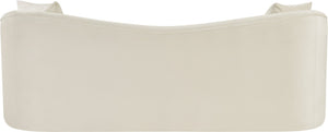Meridian Furniture Destin Curved Velvet Sofa with Plush Deep Cushions for Modern Living Room Style and Comfort Cream 44052Cream-S