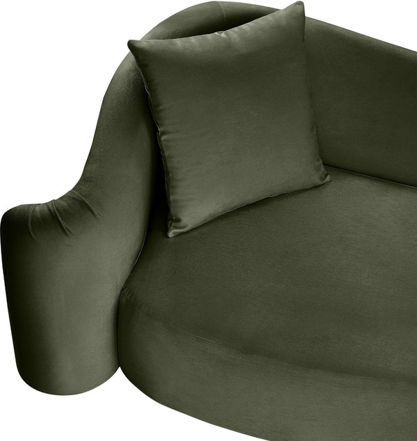 Meridian Furniture Destin Sculptural Velvet Accent Chair with Organic Curves for Modern Living Room Comfort Green 44052Green-C