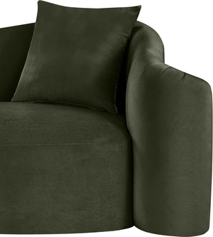 Meridian Furniture Destin Sculptural Velvet Accent Chair with Organic Curves for Modern Living Room Comfort Green 44052Green-C