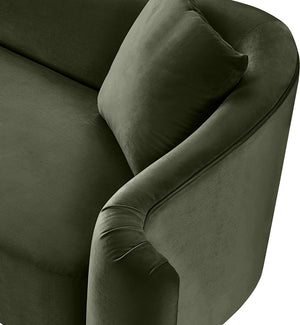 Meridian Furniture Destin Sculptural Velvet Accent Chair with Organic Curves for Modern Living Room Comfort Green 44052Green-C