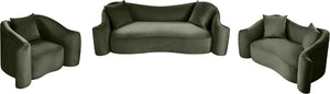 Meridian Furniture Destin Sculptural Velvet Accent Chair with Organic Curves for Modern Living Room Comfort Green 44052Green-C