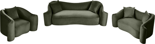 Meridian Furniture Destin Sculptural Velvet Accent Chair with Organic Curves for Modern Living Room Comfort Green 44052Green-C