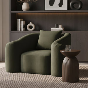 Meridian Furniture Destin Sculptural Velvet Accent Chair with Organic Curves for Modern Living Room Comfort Green 44052Green-C