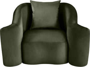 Meridian Furniture Destin Sculptural Velvet Accent Chair with Organic Curves for Modern Living Room Comfort Green 44052Green-C