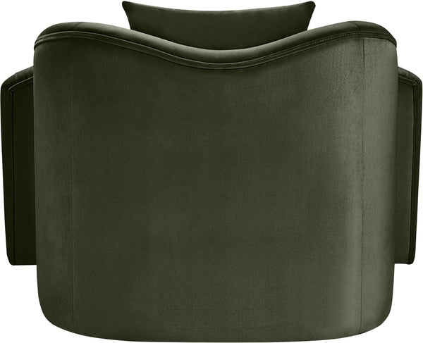 Meridian Furniture Destin Sculptural Velvet Accent Chair with Organic Curves for Modern Living Room Comfort Green 44052Green-C