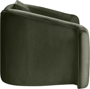 Meridian Furniture Destin Sculptural Velvet Accent Chair with Organic Curves for Modern Living Room Comfort Green 44052Green-C