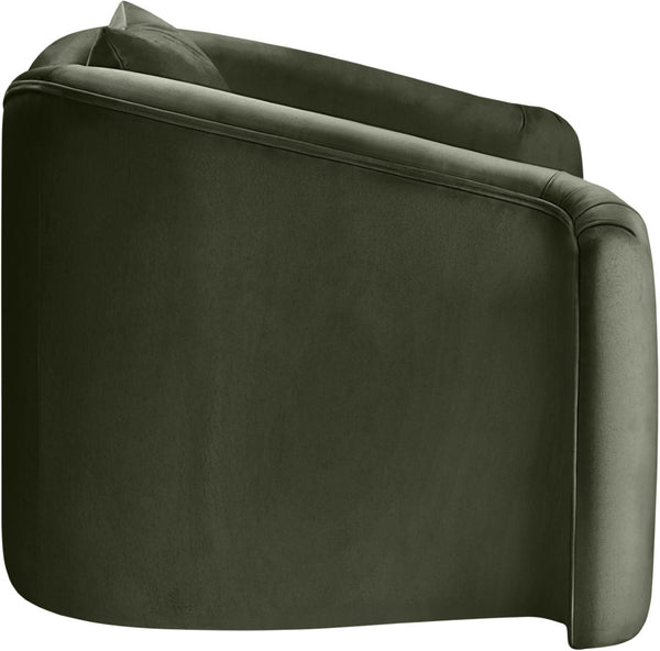 Meridian Furniture Destin Sculptural Velvet Accent Chair with Organic Curves for Modern Living Room Comfort Green 44052Green-C