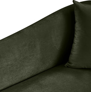 Meridian Furniture Destin Sculptural Velvet Accent Chair with Organic Curves for Modern Living Room Comfort Green 44052Green-C