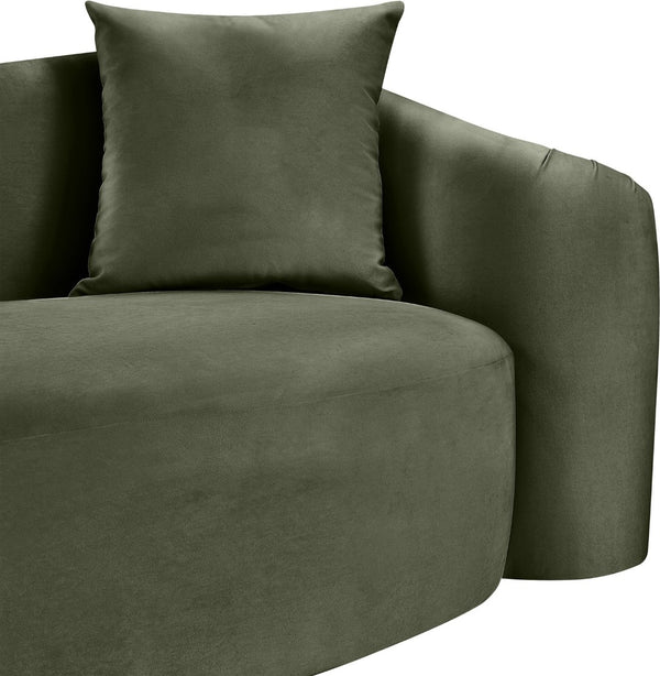 Meridian Furniture Destin Sculptural Velvet Accent Chair with Organic Curves for Modern Living Room Comfort Green 44052Green-C