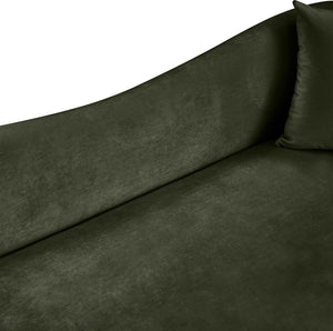 Meridian Furniture Destin Curved Velvet Loveseat with Plush Cushions and Sculpted Frame for Modern Living Rooms Green 44052Green-L