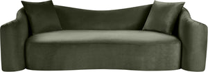 Meridian Furniture Destin Curved Velvet Sofa with Plush Deep Cushions for Modern Living Room Style and Comfort Green 44052Green-S