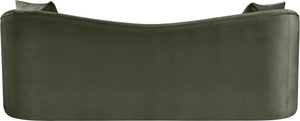 Meridian Furniture Destin Curved Velvet Sofa with Plush Deep Cushions for Modern Living Room Style and Comfort Green 44052Green-S