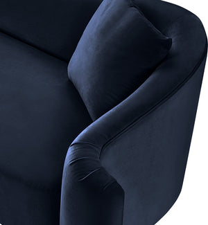 Meridian Furniture Destin Sculptural Velvet Accent Chair with Organic Curves for Modern Living Room Comfort Navy 44052Navy-C
