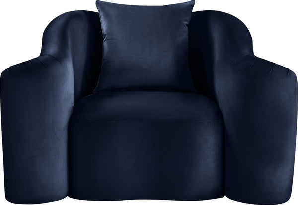 Meridian Furniture Destin Sculptural Velvet Accent Chair with Organic Curves for Modern Living Room Comfort Navy 44052Navy-C