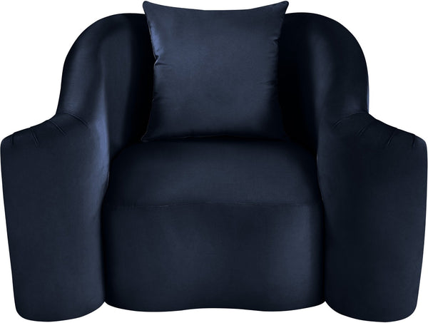 Meridian Furniture Destin Sculptural Velvet Accent Chair with Organic Curves for Modern Living Room Comfort Navy 44052Navy-C