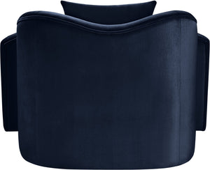 Meridian Furniture Destin Sculptural Velvet Accent Chair with Organic Curves for Modern Living Room Comfort Navy 44052Navy-C