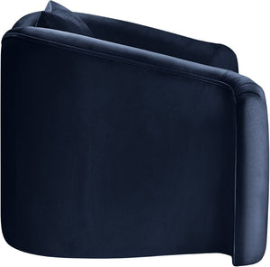Meridian Furniture Destin Sculptural Velvet Accent Chair with Organic Curves for Modern Living Room Comfort Navy 44052Navy-C