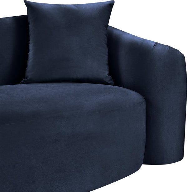 Meridian Furniture Destin Sculptural Velvet Accent Chair with Organic Curves for Modern Living Room Comfort Navy 44052Navy-C
