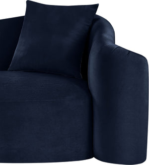 Meridian Furniture Destin Curved Velvet Loveseat with Plush Cushions and Sculpted Frame for Modern Living Rooms Navy 44052Navy-L