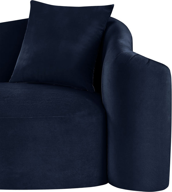 Meridian Furniture Destin Curved Velvet Loveseat with Plush Cushions and Sculpted Frame for Modern Living Rooms Navy 44052Navy-L