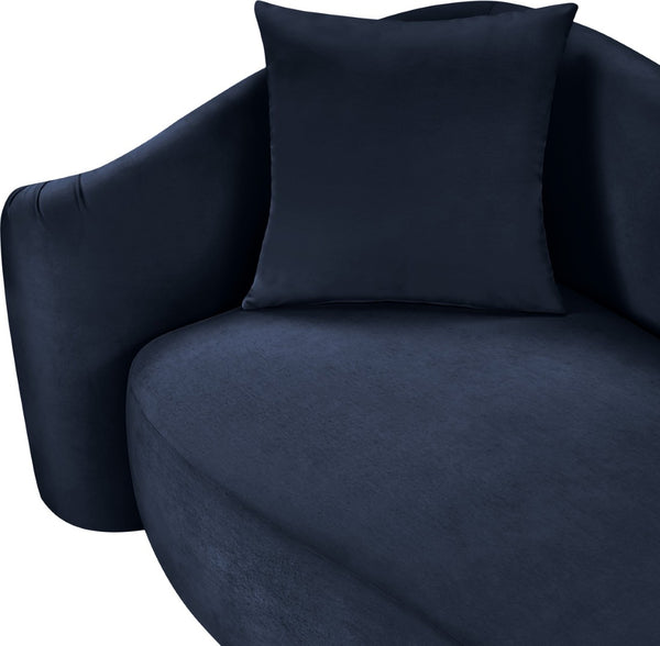 Meridian Furniture Destin Curved Velvet Loveseat with Plush Cushions and Sculpted Frame for Modern Living Rooms Navy 44052Navy-L