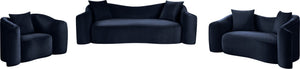 Meridian Furniture Destin Curved Velvet Loveseat with Plush Cushions and Sculpted Frame for Modern Living Rooms Navy 44052Navy-L