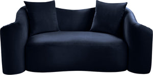 Meridian Furniture Destin Curved Velvet Loveseat with Plush Cushions and Sculpted Frame for Modern Living Rooms Navy 44052Navy-L