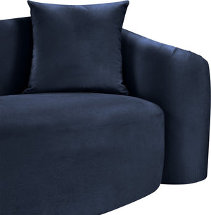 Meridian Furniture Destin Curved Velvet Loveseat with Plush Cushions and Sculpted Frame for Modern Living Rooms Navy 44052Navy-L