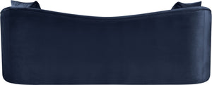 Meridian Furniture Destin Curved Velvet Sofa with Plush Deep Cushions for Modern Living Room Style and Comfort Navy 44052Navy-S