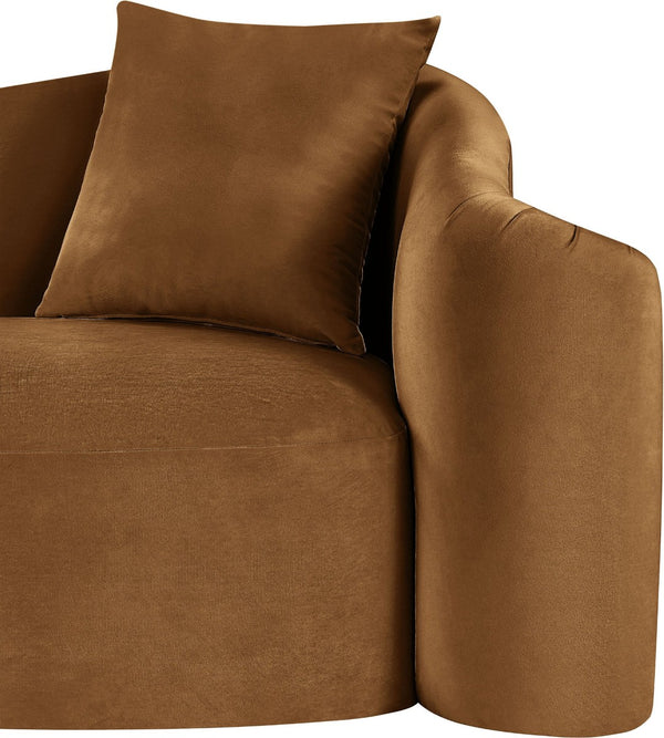 Meridian Furniture Destin Sculptural Velvet Accent Chair with Organic Curves for Modern Living Room Comfort Saddle 44052Saddle-C