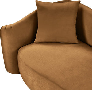 Meridian Furniture Destin Sculptural Velvet Accent Chair with Organic Curves for Modern Living Room Comfort Saddle 44052Saddle-C