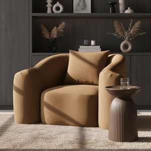 Meridian Furniture Destin Sculptural Velvet Accent Chair with Organic Curves for Modern Living Room Comfort Saddle 44052Saddle-C