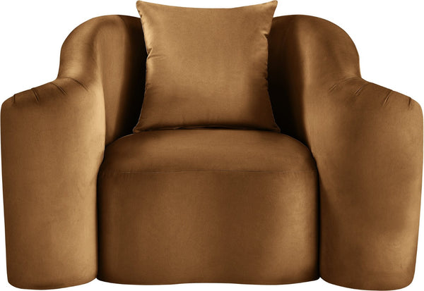 Meridian Furniture Destin Sculptural Velvet Accent Chair with Organic Curves for Modern Living Room Comfort Saddle 44052Saddle-C