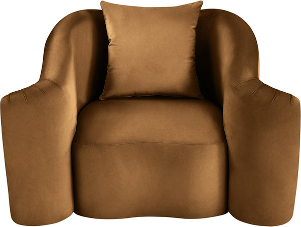 Meridian Furniture Destin Sculptural Velvet Accent Chair with Organic Curves for Modern Living Room Comfort Saddle 44052Saddle-C