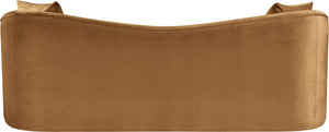 Meridian Furniture Destin Curved Velvet Sofa with Plush Deep Cushions for Modern Living Room Style and Comfort Saddle 44052Saddle-S