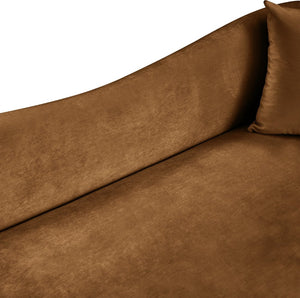 Meridian Furniture Destin Curved Velvet Sofa with Plush Deep Cushions for Modern Living Room Style and Comfort Saddle 44052Saddle-S