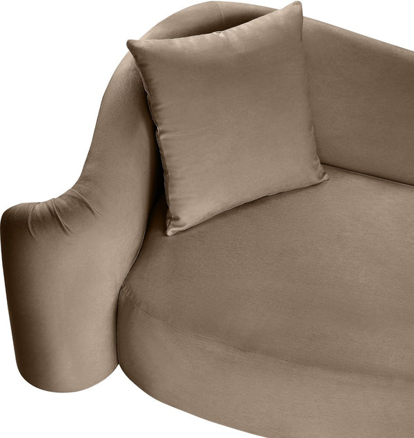 Meridian Furniture Destin Sculptural Velvet Accent Chair with Organic Curves for Modern Living Room Comfort Taupe 44052Taupe-C