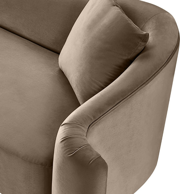 Meridian Furniture Destin Sculptural Velvet Accent Chair with Organic Curves for Modern Living Room Comfort Taupe 44052Taupe-C