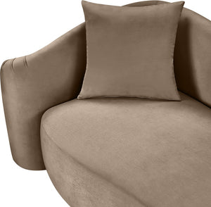 Meridian Furniture Destin Sculptural Velvet Accent Chair with Organic Curves for Modern Living Room Comfort Taupe 44052Taupe-C