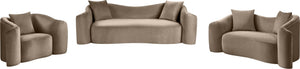 Meridian Furniture Destin Sculptural Velvet Accent Chair with Organic Curves for Modern Living Room Comfort Taupe 44052Taupe-C