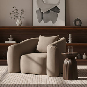 Meridian Furniture Destin Sculptural Velvet Accent Chair with Organic Curves for Modern Living Room Comfort Taupe 44052Taupe-C