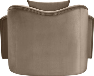 Meridian Furniture Destin Sculptural Velvet Accent Chair with Organic Curves for Modern Living Room Comfort Taupe 44052Taupe-C