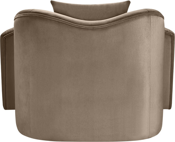 Meridian Furniture Destin Sculptural Velvet Accent Chair with Organic Curves for Modern Living Room Comfort Taupe 44052Taupe-C