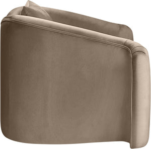 Meridian Furniture Destin Sculptural Velvet Accent Chair with Organic Curves for Modern Living Room Comfort Taupe 44052Taupe-C