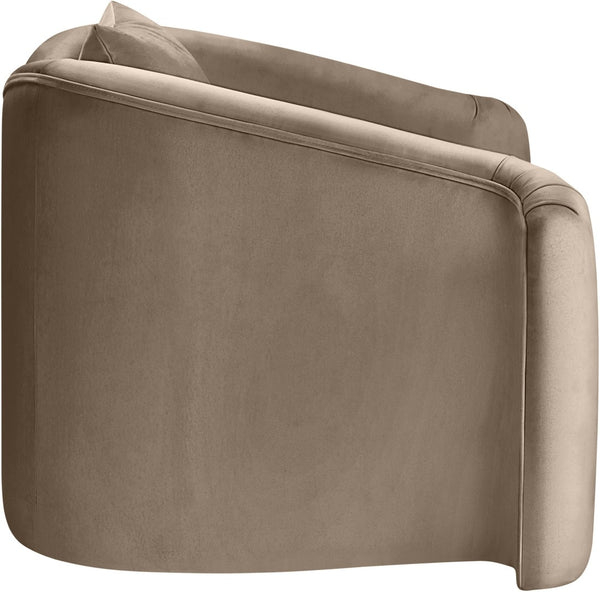 Meridian Furniture Destin Sculptural Velvet Accent Chair with Organic Curves for Modern Living Room Comfort Taupe 44052Taupe-C