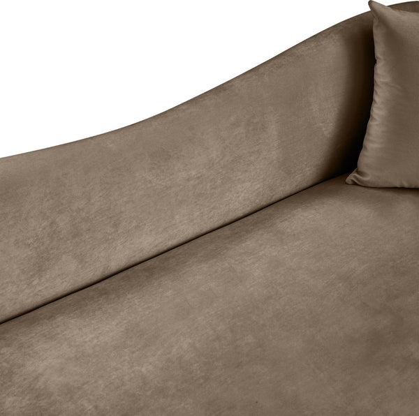 Meridian Furniture Destin Curved Velvet Loveseat with Plush Cushions and Sculpted Frame for Modern Living Rooms Taupe 44052Taupe-L