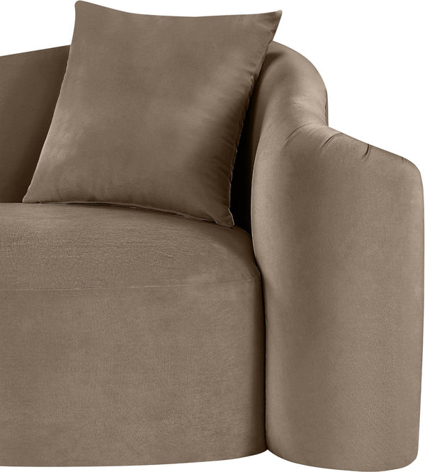 Meridian Furniture Destin Curved Velvet Sofa with Plush Deep Cushions for Modern Living Room Style and Comfort Taupe 44052Taupe-S