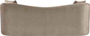 Meridian Furniture Destin Curved Velvet Sofa with Plush Deep Cushions for Modern Living Room Style and Comfort Taupe 44052Taupe-S