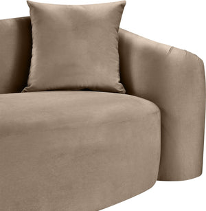 Meridian Furniture Destin Curved Velvet Sofa with Plush Deep Cushions for Modern Living Room Style and Comfort Taupe 44052Taupe-S